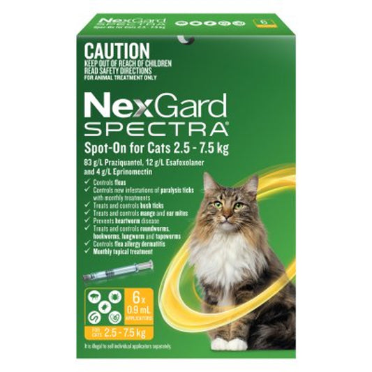 Nexgard Spectra Spot-On For Cats 2.5-7.5Kg 6's