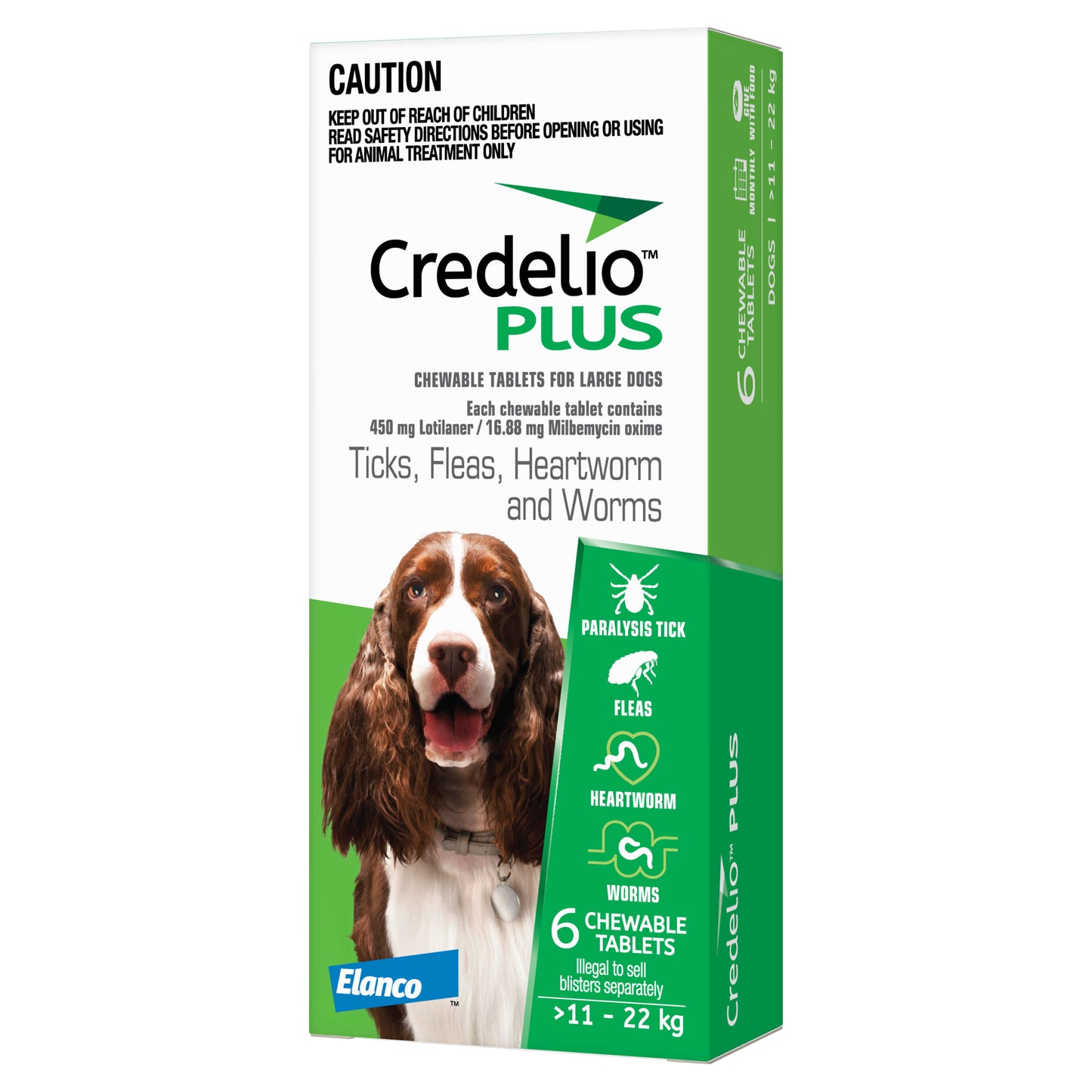 Credelio Plus Large 11 - 22kg 6Pk Green