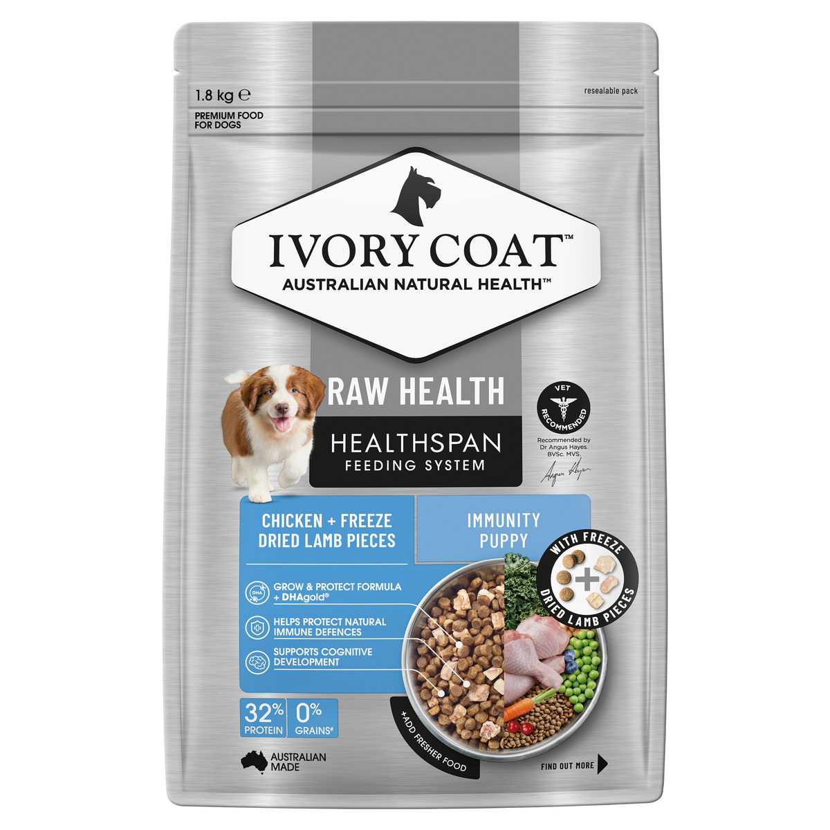 Ivory Coat Raw Puppy Immunity 1.8kg