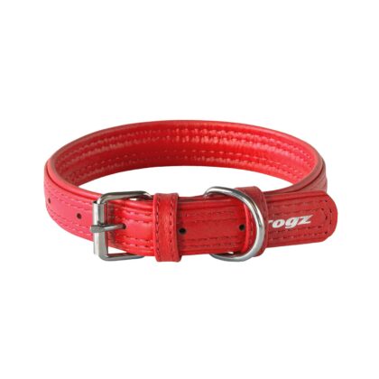 Rogz Leather Pin Buck Collar Red Small 15mm