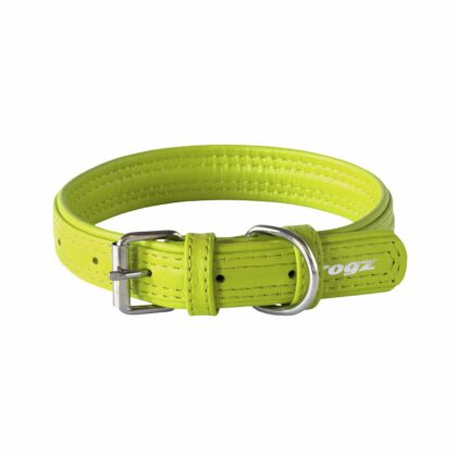 Rogz Leather Pin Buck Collar Lime X-Small 12mm