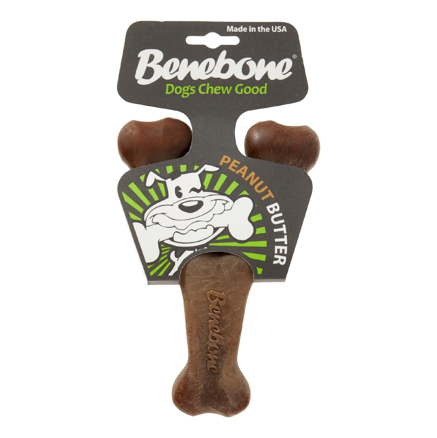 Benebone Wishbone Durable Dog Chew Toy for Aggressive Chewers  Real Peanut  Medium