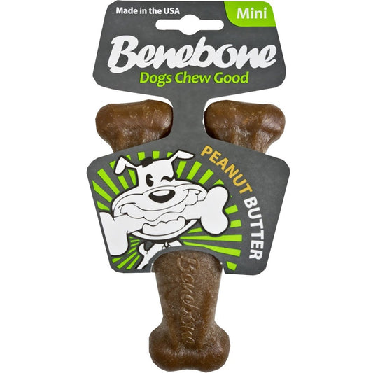 Benebone Wishbone Durable Dog Chew Toy for Aggressive Chewers  Real Peanut  Small