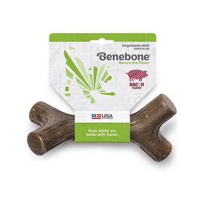 Benebone Bacon Stick Durable Dog Chew Toy for Aggressive Chewers  Real Bacon  Large