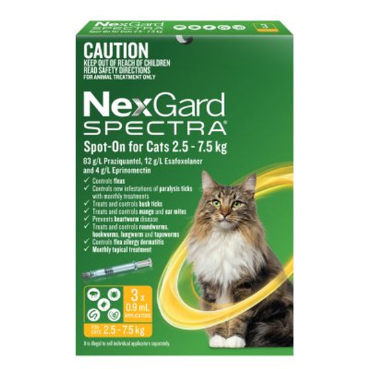 Nexgard Spectra Spot-On For Cats 2.5-7.5kg 3's