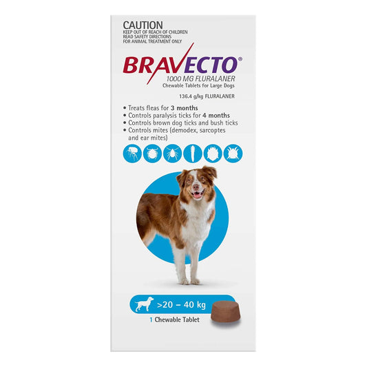 Bravecto Large Dog Blue Chewable >20-40kg
