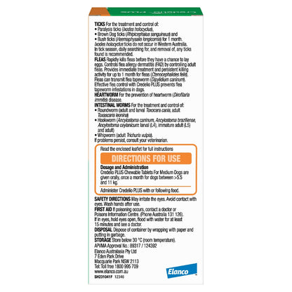 Credelio Plus Medium 5.5 - 11kg 6Pk Orange