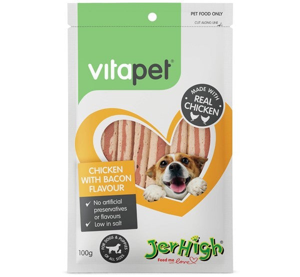 Vitapet Jerhigh Chicken/Bacon Sticks 100g