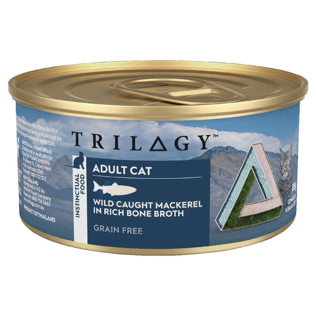 TRILOGY ADULT CAT WILD CAUGHT MACKEREL IN BONE BROTH 85G
