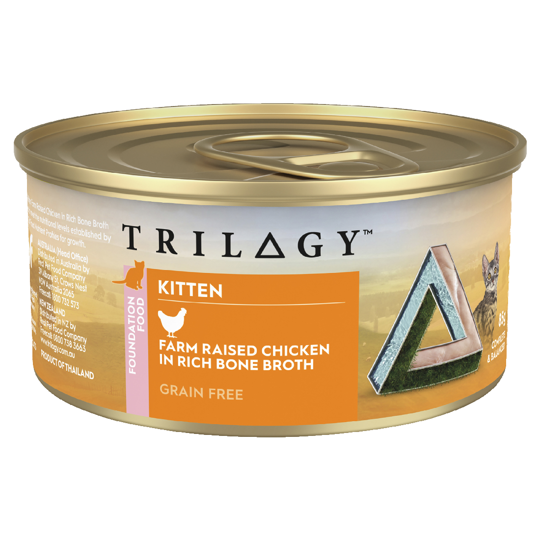 TRILOGY KITTEN CAT FARM RAISED CHICKEN IN BONE BROTH 85G