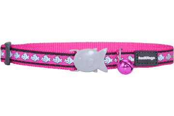 Red Dingo Cat Collar Reflective Fish Pink