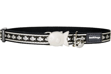 Red Dingo Cat Collar Reflective Fish Black