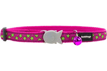 Red Dingo Cat Collar Stars Hot Pink