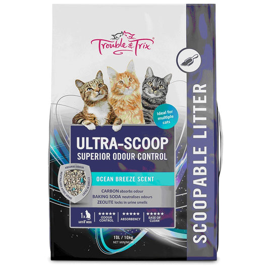 Trouble And Trix Ultra Scoop Ocean Breeze Clumping Cat Litter 10L