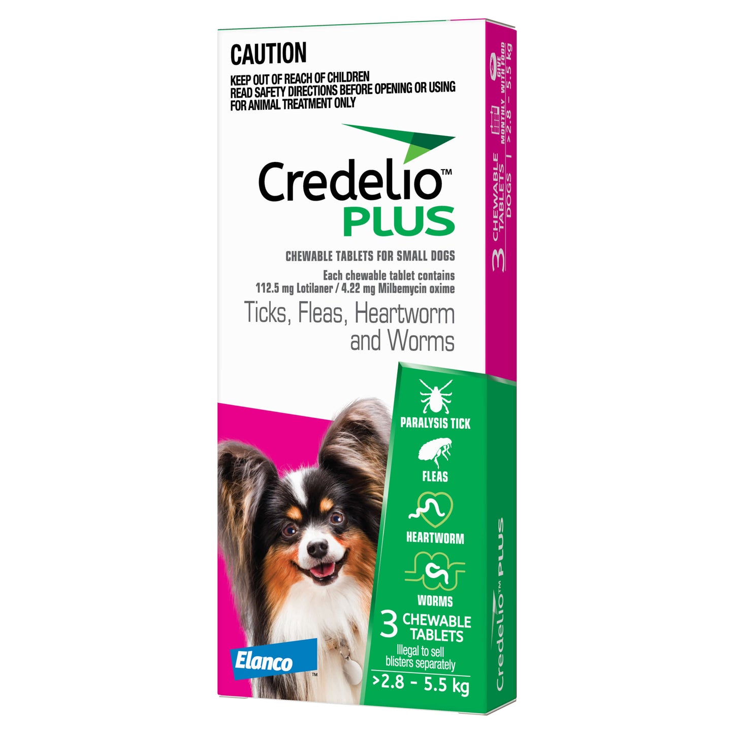 Credelio Plus Small 2.8 - 5.5kg 3Pk Pink